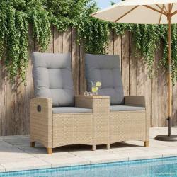 Banc inclinable avec table Beige et Gris clair polyrotin