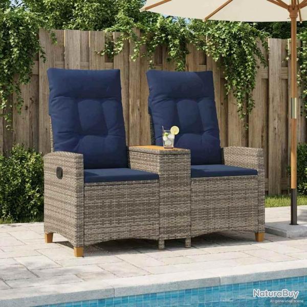 Banc inclinable avec table Gris et bleu marine polyrotin