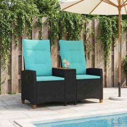 Banc inclinable avec table Noir et turquoise 126 x 65 x 112 cm