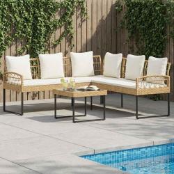 Ensemble de canap&eacute; de avec coussin 2 pcs Naturel