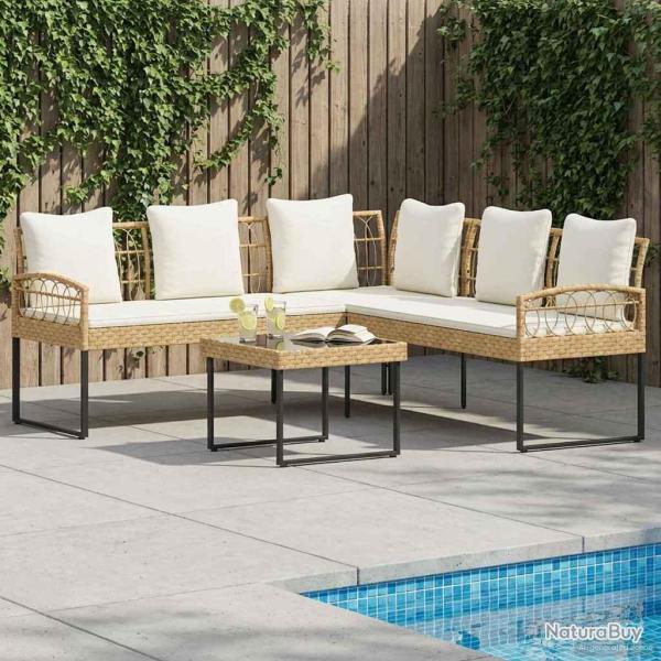Ensemble de canap� de avec coussin 2 pcs Naturel