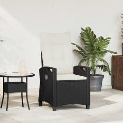 Chaise de inclinable Noir et Cr&egrave;me 56 x 60 x 112 cm
