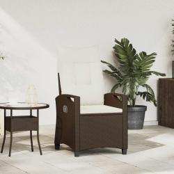 Chaise de inclinable Marron et Cr&egrave;me 56 x 60 x 112 cm