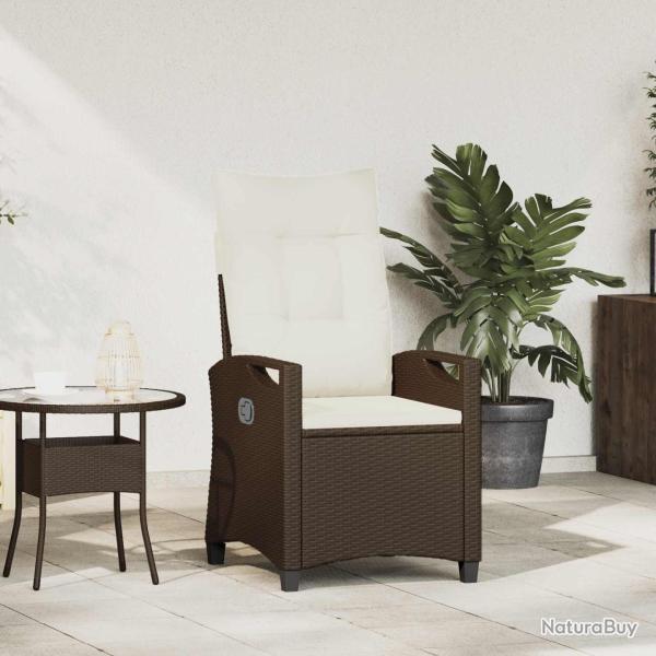 Chaise de inclinable Marron et Cr�me 56 x 60 x 112 cm