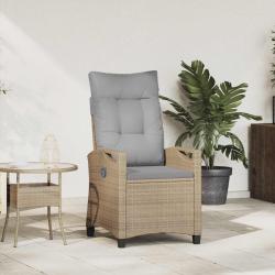 Chaise de inclinable Beige et Gris clair polyrotin