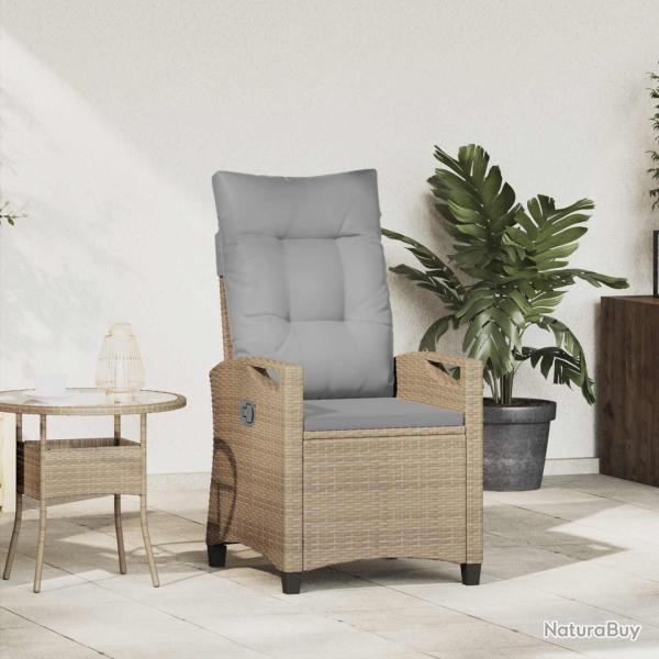 Chaise de inclinable Beige et Gris clair polyrotin