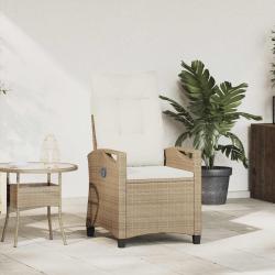 Chaise de inclinable Beige et cr&egrave;me 56 x 60 x 112 cm