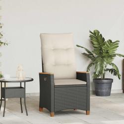 Chaise de inclinable Noir et Cr&egrave;me 64 x 57,5 x 112 cm
