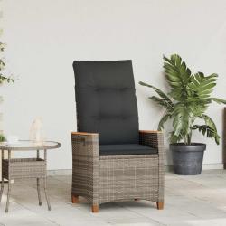 Chaise de inclinable Gris et Gris fonc&eacute; polyrotin