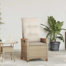 Chaise de inclinable Beige et cr&egrave;me 64 x 57,5 x 112 cm