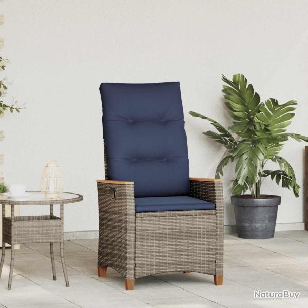 Chaise de inclinable Gris et bleu marine polyrotin