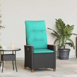 Chaise de inclinable Noir et turquoise polyrotin