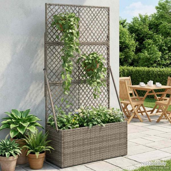 Bac � fleurs avec Treillis Gris 70 x 30 x 135 cm polyrotin