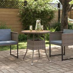Table de D&icirc;ner avec stockage Gris et Acacia 70 x 70 x 73 cm