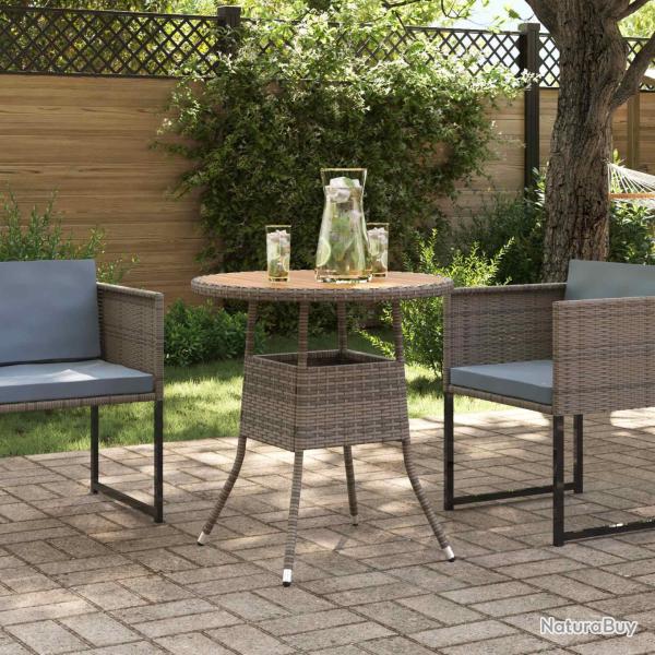 Table de D�ner avec stockage Gris et Acacia 70 x 70 x 73 cm