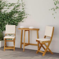 Chaises de bistrot d'ext&eacute;rieur avec coussin 2 pcs Cr&egrave;me blanc