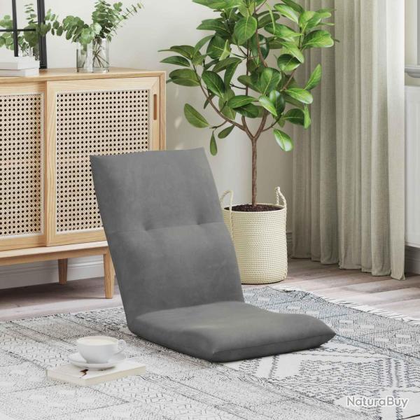 Fauteuil de sol ajustable Gris fonc� Velours