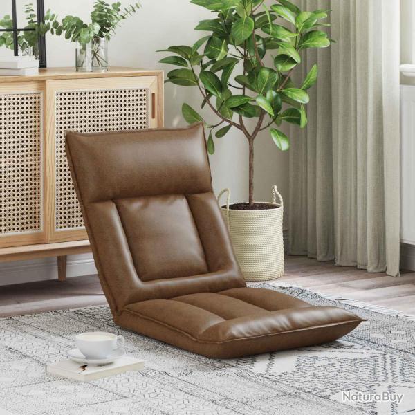 Fauteuil de sol ajustable Marron Tissu