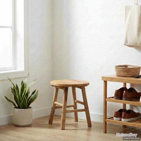 Tabouret de Naturel � 38 x 42 cm Bambou