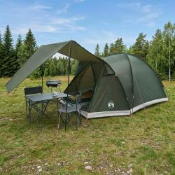 Tente Cabane Vert arm&eacute;e 4 personnes Polyester et Acier