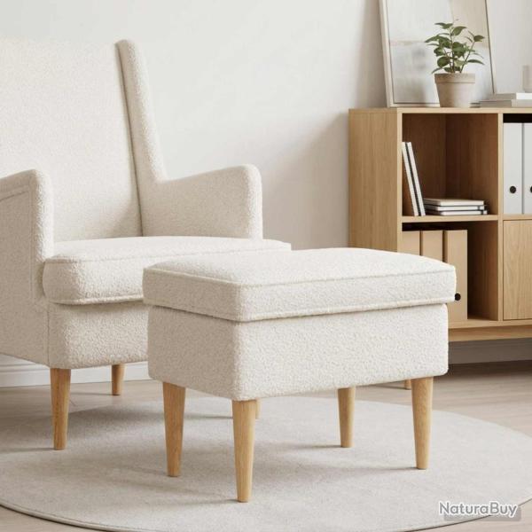Pouf Cr�me 55 x 35 x 41 cm Boucl�