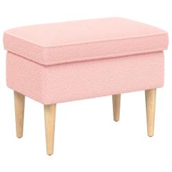 Pouf Rose 55 x 35 x 41 cm Boucl&eacute;
