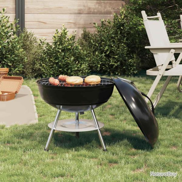 Grill au charbon en acier alli� et acier chrom�, pour la terrasse, 36,5 � 36,5 � 40 cm