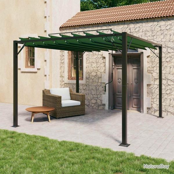 Gazebo avec toiture louv�e 3 x 3 x 2,14 m Vert