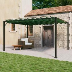 Gazebo avec toiture louv&eacute;e 3 x 4 x 2,14 m Vert