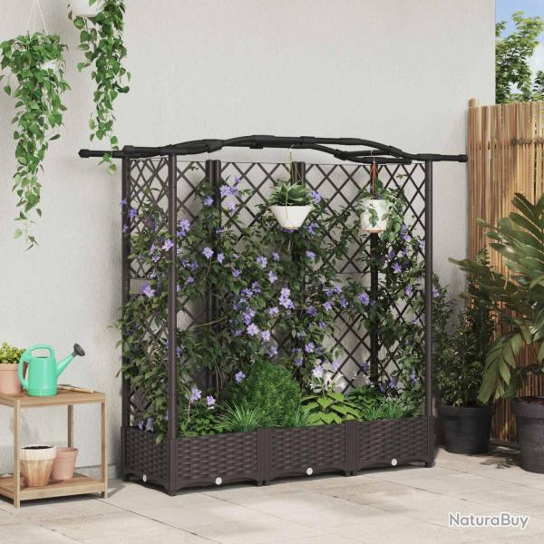 Lit �lev� avec Treillis et Toit Marron 163 x 40 x 123 cm PP
