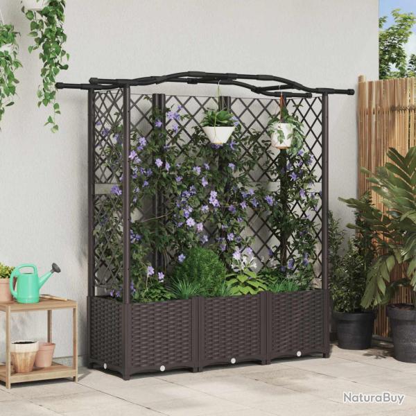 Lit �lev� avec Treillis et Toit Marron 163 x 40 x 138 cm PP