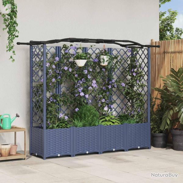 Lit �lev� avec Treillis et Toit Gris 204 x 40 x 138 cm PP
