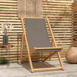 Chaise de plage Taupe Bois de teck massif