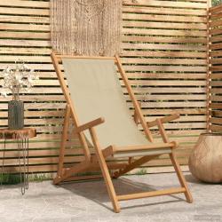 Chaise de plage Beige Bois de teck massif