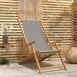 Chaise de plage Gris clair Bois de teck massif
