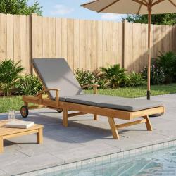 Chaise longue avec coussin 100% Polyester Teck Solide