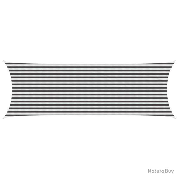 Voile d'ombre Anthracite et blanc 2 x 6 m HDPE