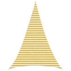 Voile d'ombre triangulaire en HDPE jaune et blanc pour la terrasse, 5 &times; 6 &times; 6 m