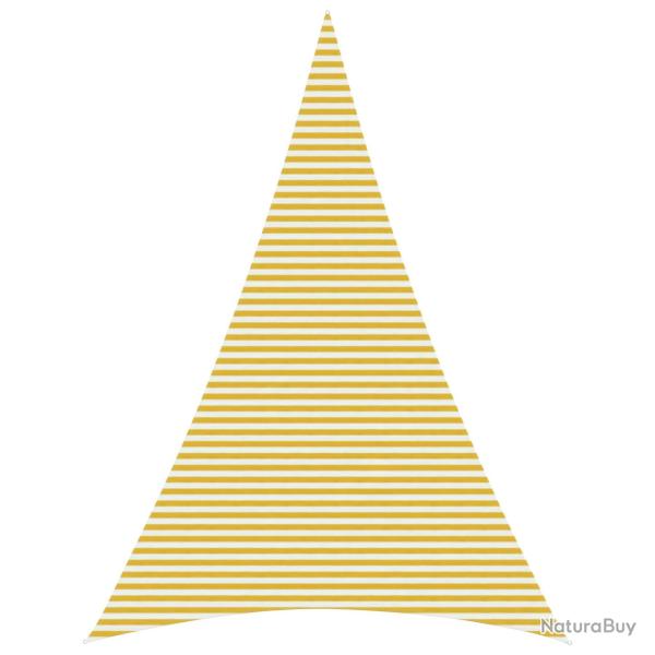 Voile d'ombre 5 x 7 x 7 m HDPE Triangulaire Jaune et blanc