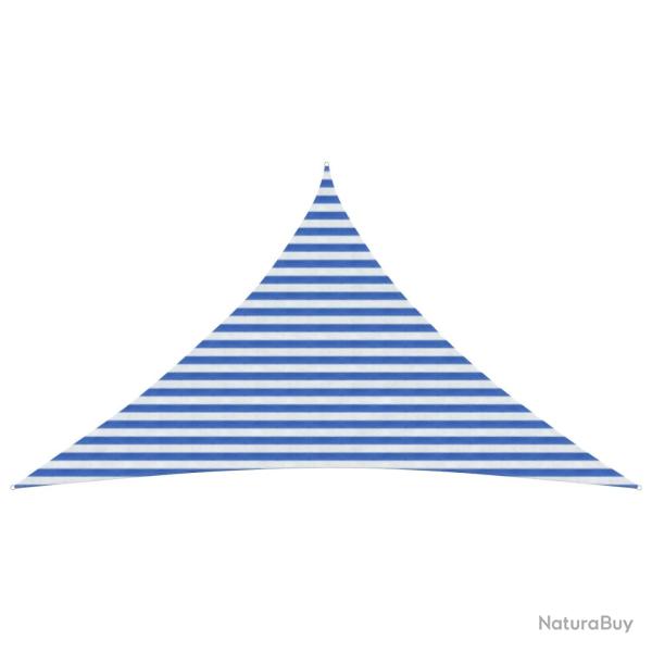 Voile d'ombre triangulaire HDPE bleu et blanc pour la terrasse, 4 � 4 � 5,8 m