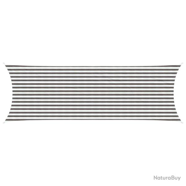 Voile d'ombre Gris clair et blanc 2 x 6 m HDPE