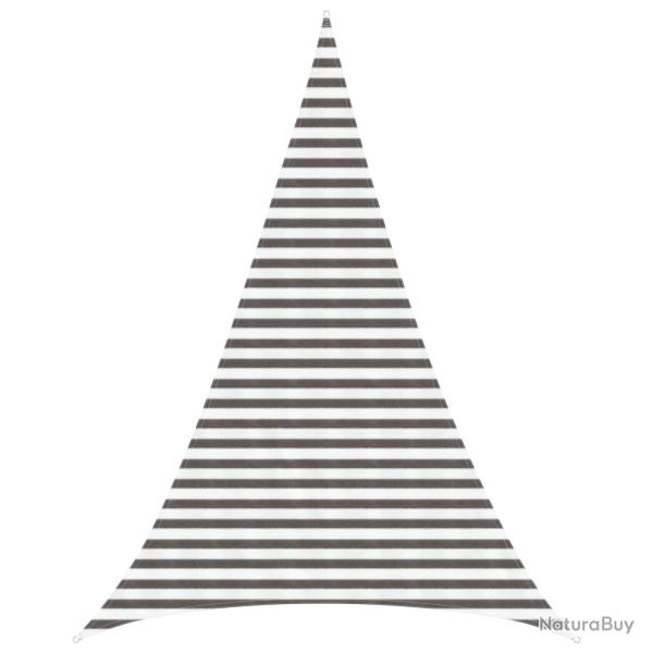 Voile d'ombre triangulaire HDPE gris clair et blanc pour la terrasse, 4 � 5 � 5 m