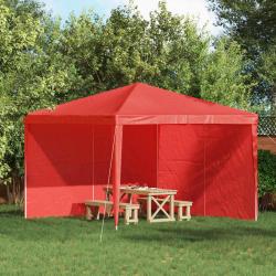 Mur de tente de f&ecirc;te 2 pcs Rouge 300 x 195 cm PE et acier