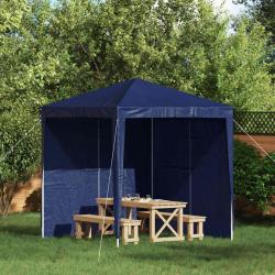 Mur de tente de f&ecirc;te 2 pcs Bleu 200 x 195 cm PE et acier