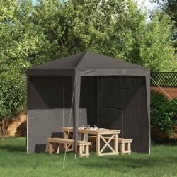 Mur de tente de f&ecirc;te 2 pcs Anthracite 200 x 195 cm PE et acier