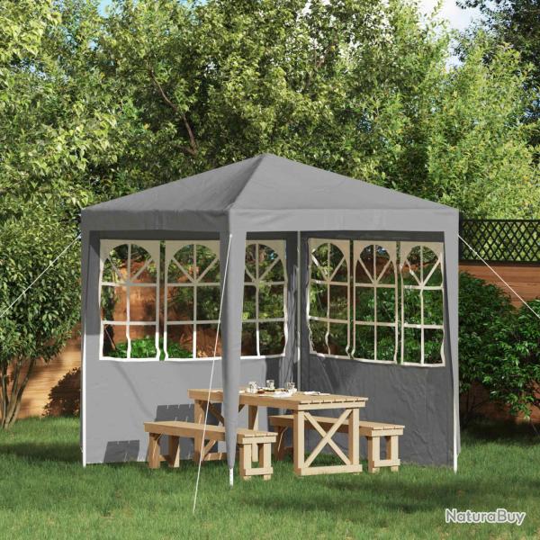 Mur de tente de f�te 2 pcs 200 x 195 cm Gris clair PE et acier