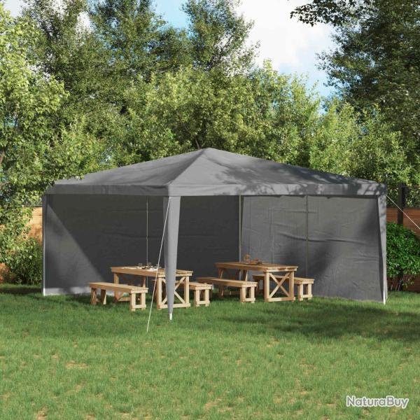 Mur de tente de f�te, 2 pi�ces, en PE et acier, gris clair, 400 � 195 cm
