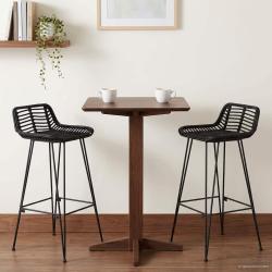 Tabouret de bar 2 pcs Noir 44 x 46 x 91 cm Rattan et Acier