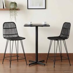 Tabouret de bar 2 pcs Noir 44 x 54 x 96 cm Rattan et Acier