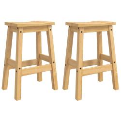 Tabouret de bar 2 pcs Cire de Miel 44 x 30 x 63 cm Pin massif
